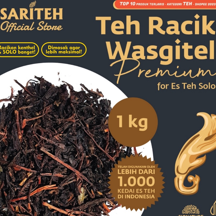

99 BRANDS FESTIVAL Sariteh Indonesia Teh Racik Wasgitel Premium for Es Teh Solo 1 kg Racikan Teh Melati Jawa Javanese Jasmine Tea Blend