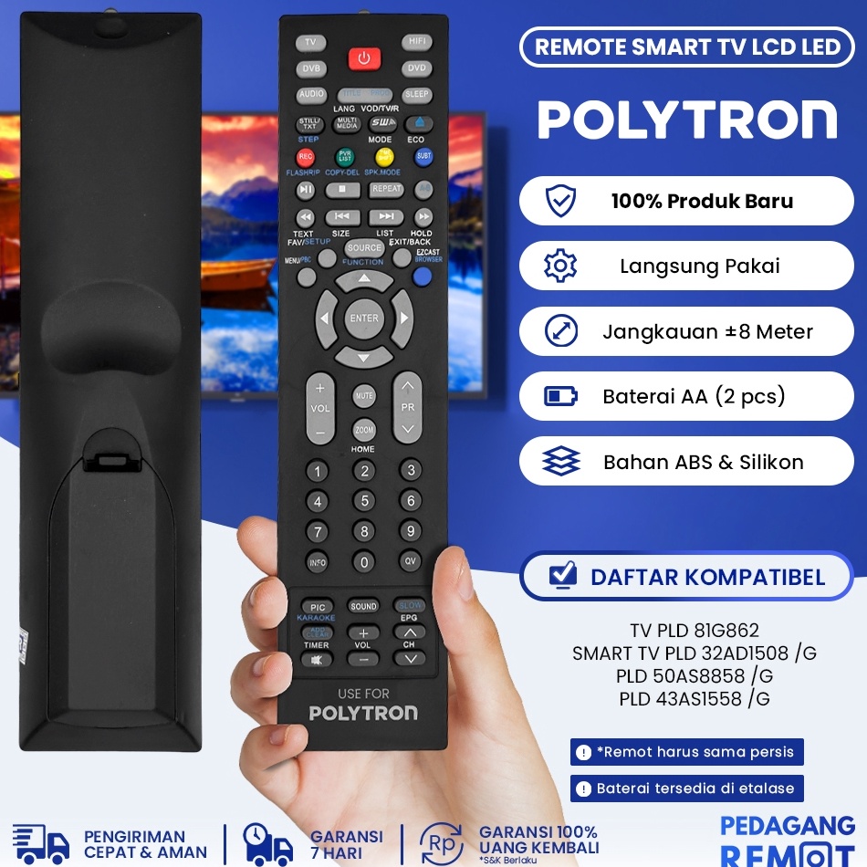AGA669  READY STOK  Remot Remote TV Polytron LCD LED Android Smart TV 81G862  81i69 PLD 32AD158 G PL
