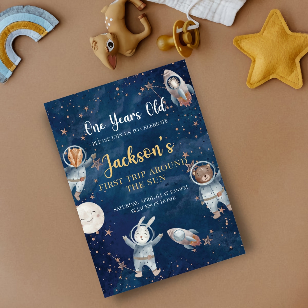 Kartu Undangan Ulang Tahun Anak (include Tag) - Tema Astronot