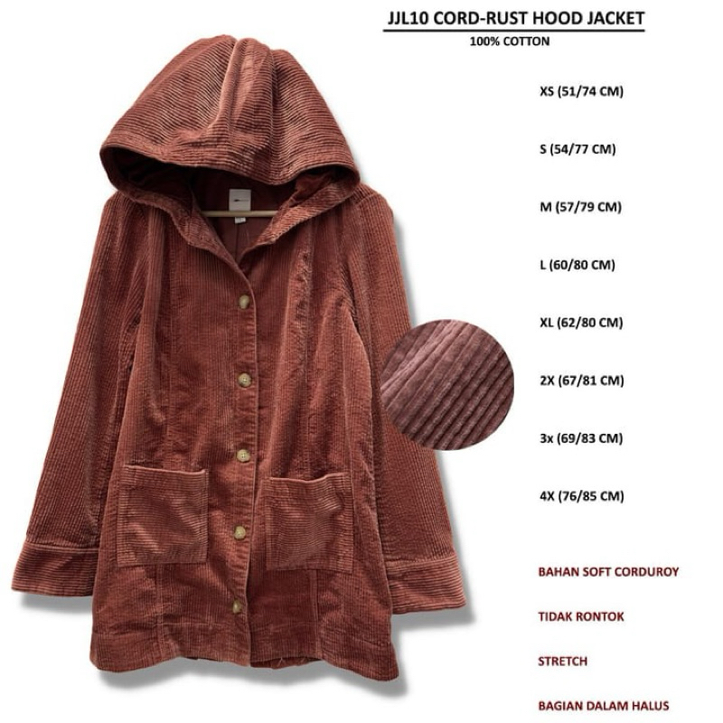 Jaket Hoodie Bahan Korduroi Stretch brand J. JILL Original