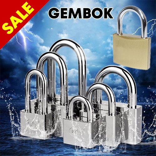 GEMBOK ANTI KARAT / Pintu / Rantai / Pagar 3 Kunci Silver Satin / Koper 20mm/25mm Panjang Pendek