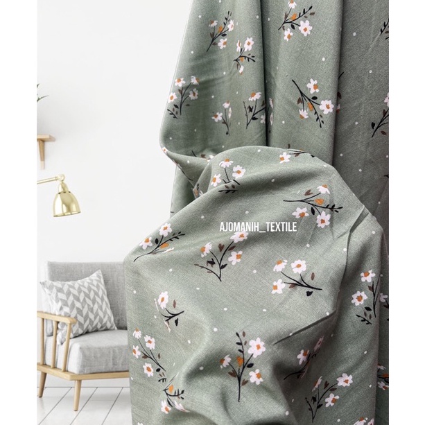 HLT725 COD kain katun rayon viscose premium motif bunga mint  lilac