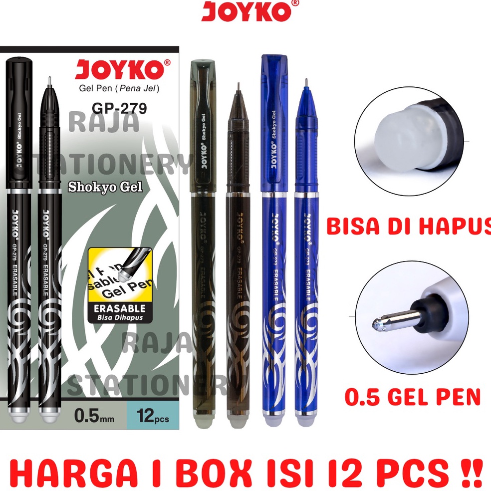 

JUA298 ORIGINAL JOYKO ERASABLE GEL PEN HITAM BIRU PULPEN PEN BISA DIHAPUS JOYKO LUSIN GP279 12PCS