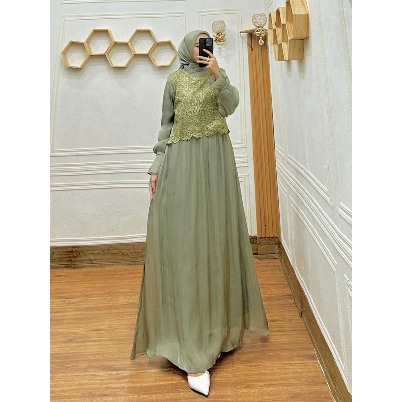Gamis One Set Renda / Baju dress lebaran