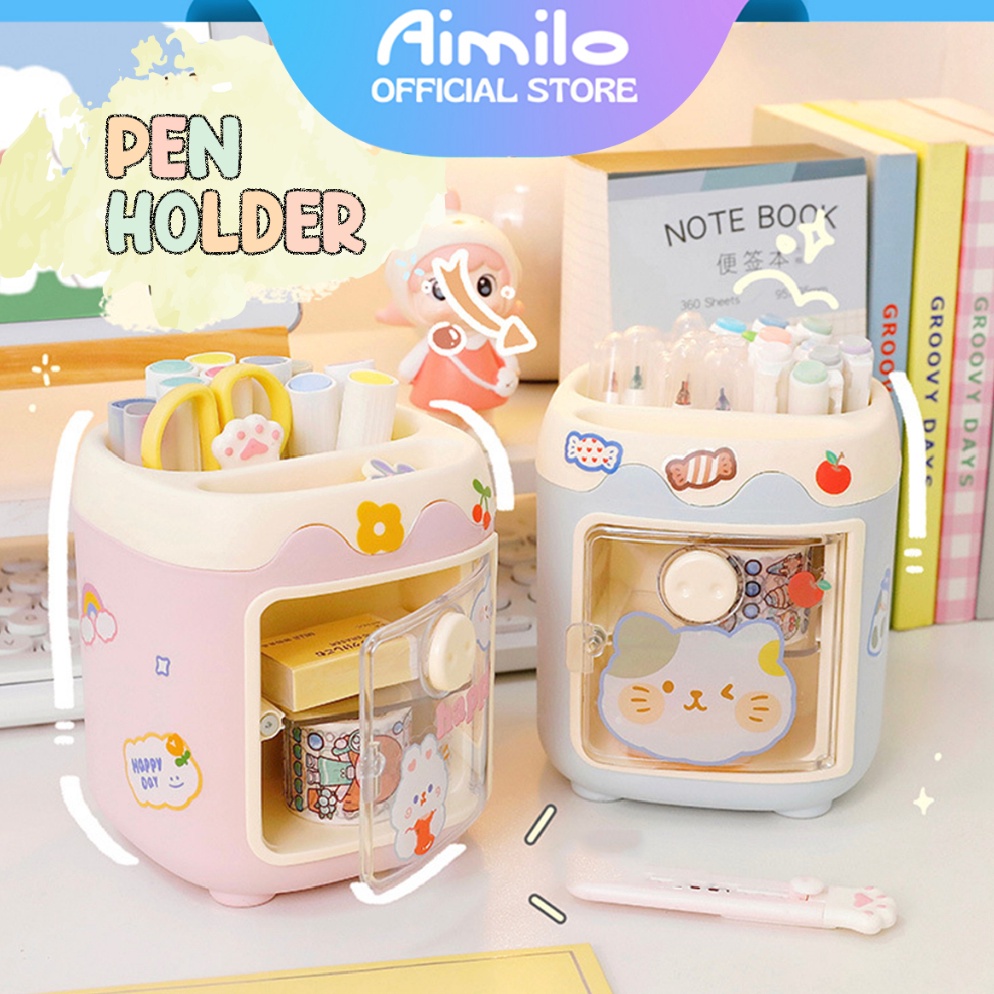 

BKE415 SALE READY Aimilo Kotak Penyimpanan Alat Tulis Tempat Pulpen Gel Brush Organizer Meja Laci 2 Tingkat Serbaguna