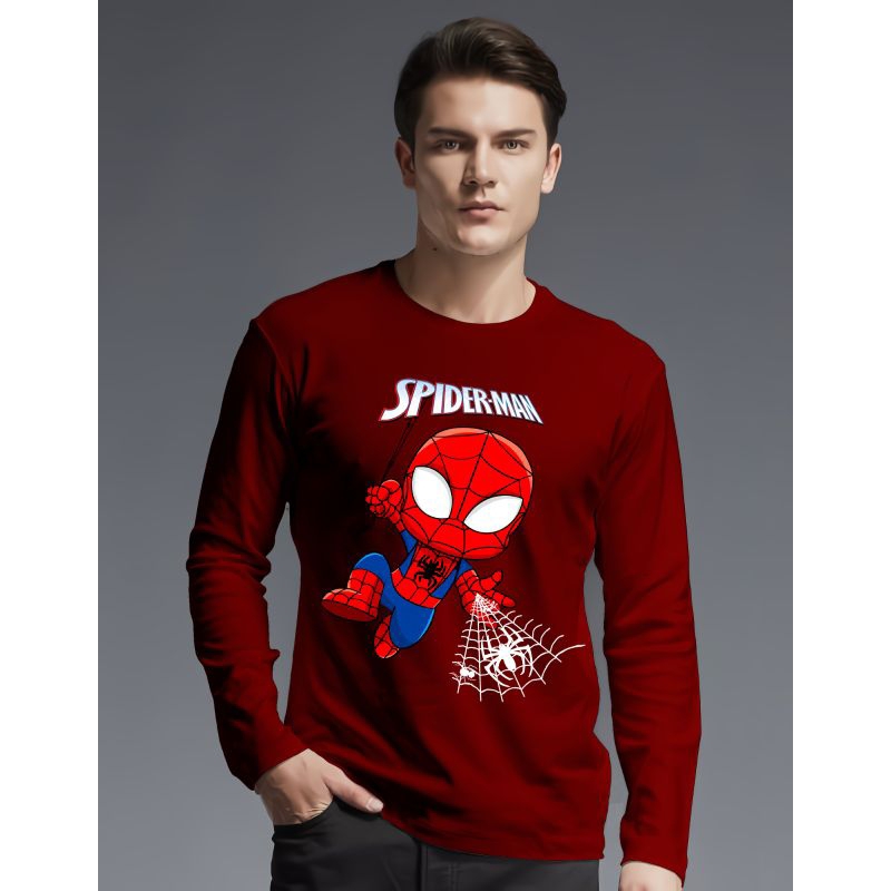KAOS DISTRO KAOS ATASAN T-SHIRT COWOK LENGAN PANJANG JUMBO GAMBAR SPYDIRMAN 4WARNA SABLON DTF