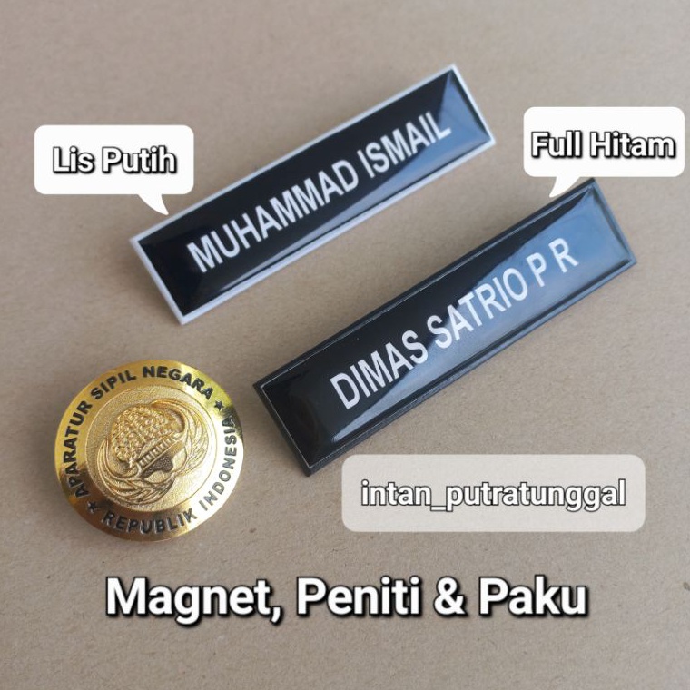 

DID656 Stok terbaru Papan Nama PDH PNS TNI POLRI SATPAM Name Tag Lapis Resin Fiber Pin Asn Bulat Magnet