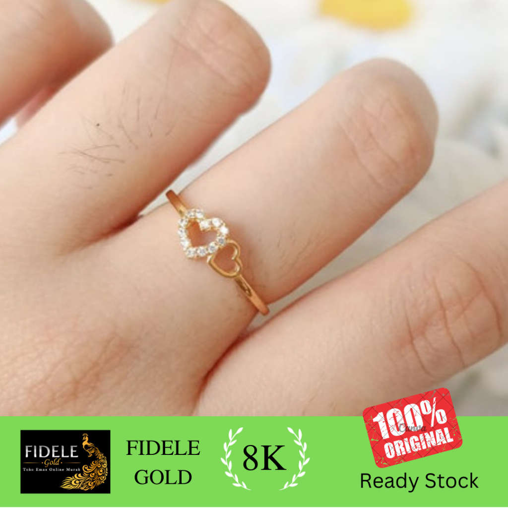 Cincin Double love permata Cincin UBS emas asli kadar 375