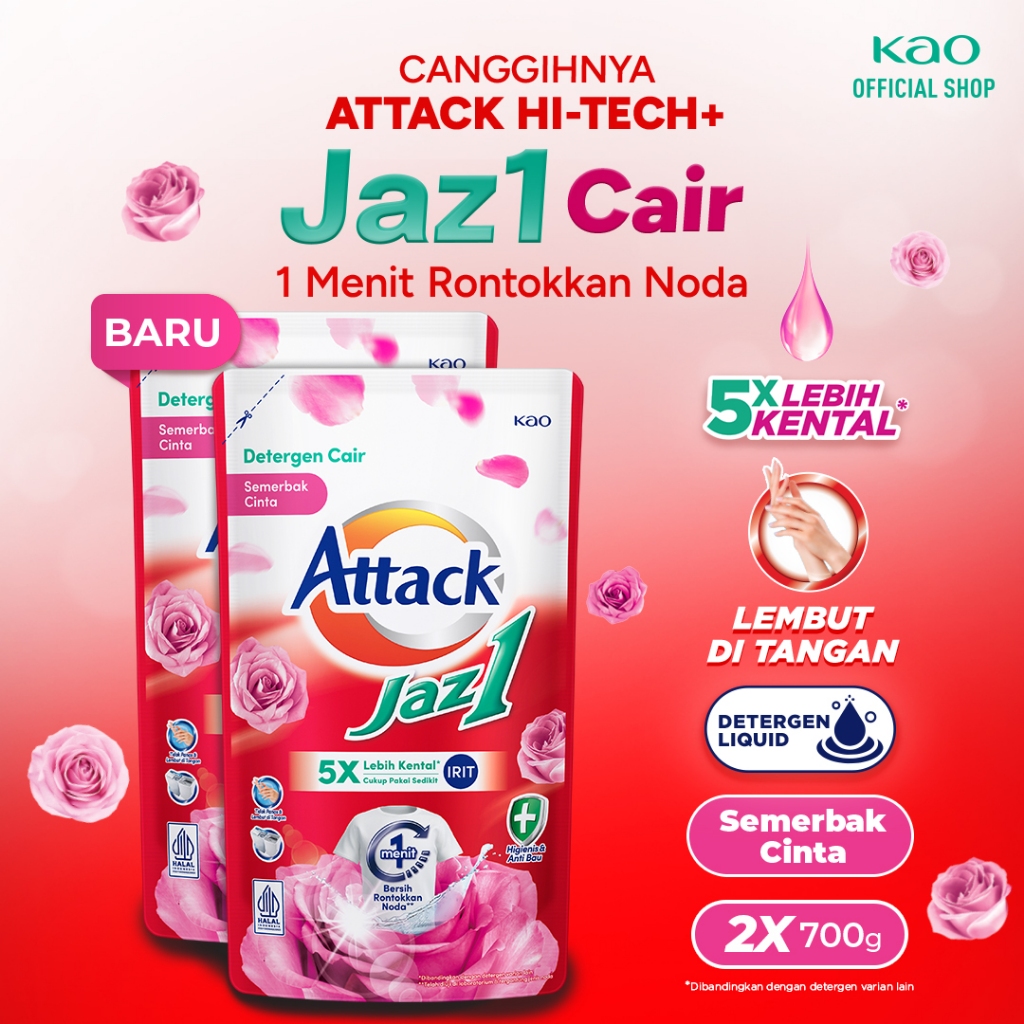 Attack Jaz1 Deterjen Cair Sabun Cuci Baju 5x Lebih Kental Semerbak Cinta 1 Menit Hilangkan Noda 700g