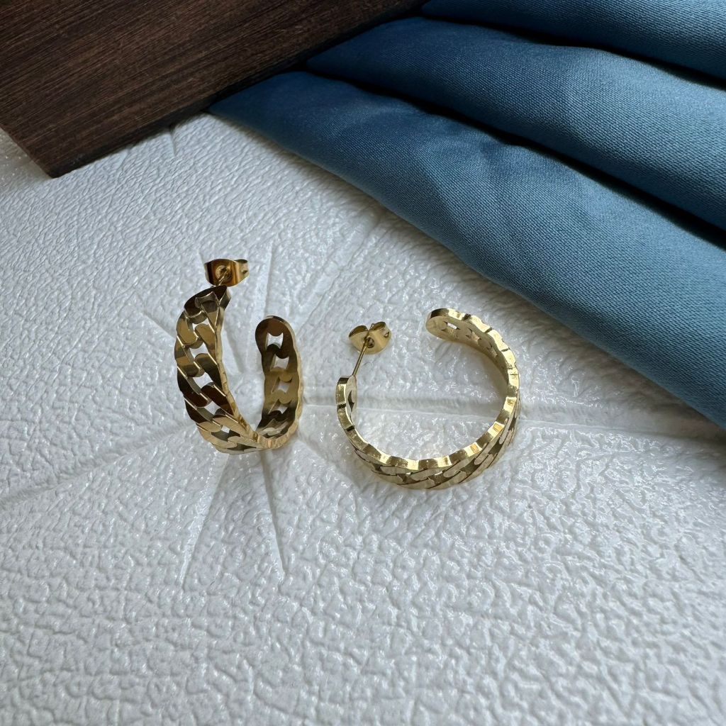 Anting wanita titanium model sisik naga gold import anti luntur dan anti karat