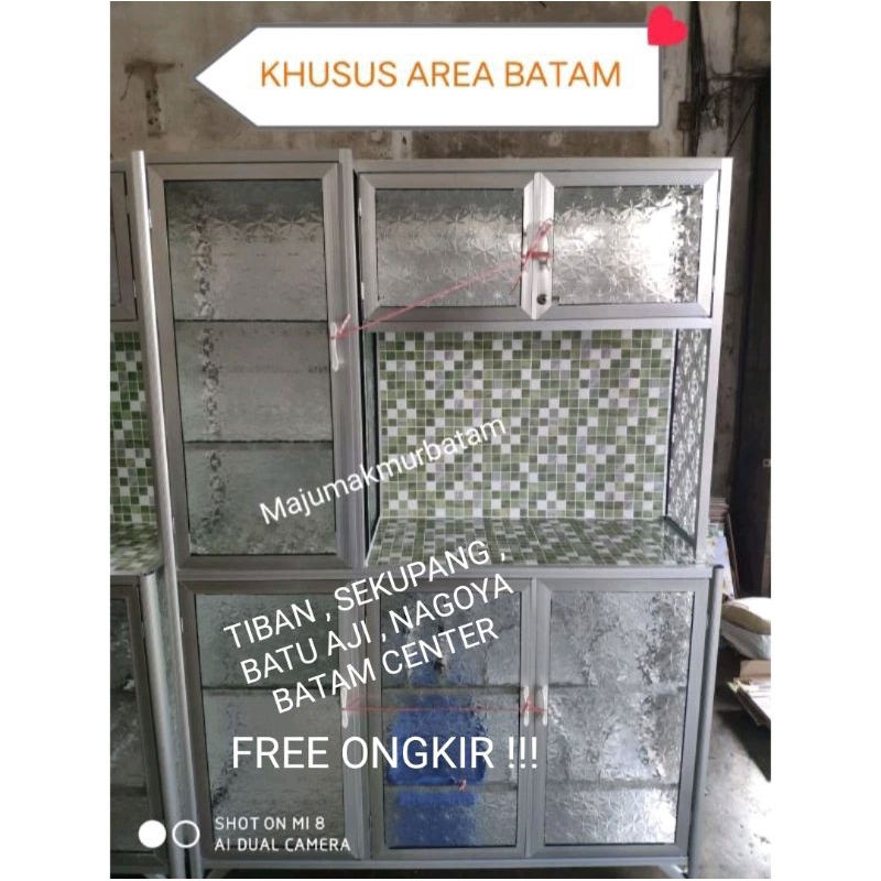 RAK PIRING 3 PINTU KACA + ALUMINIUM / RAK DAPUR CABINET 3 PINTU