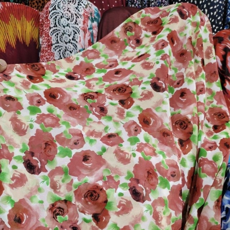 Kain ceruty import motif dz - kain ceruty motif bunga - chiffon motif  - kain ceruty gamis