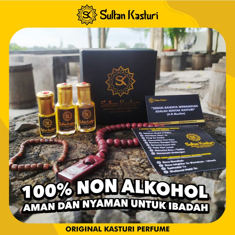 Original 100% Minyak Wangi Kasturi - Paket Minyak Wangi Kasturi Original Non Alkohol Parfum Roll On 