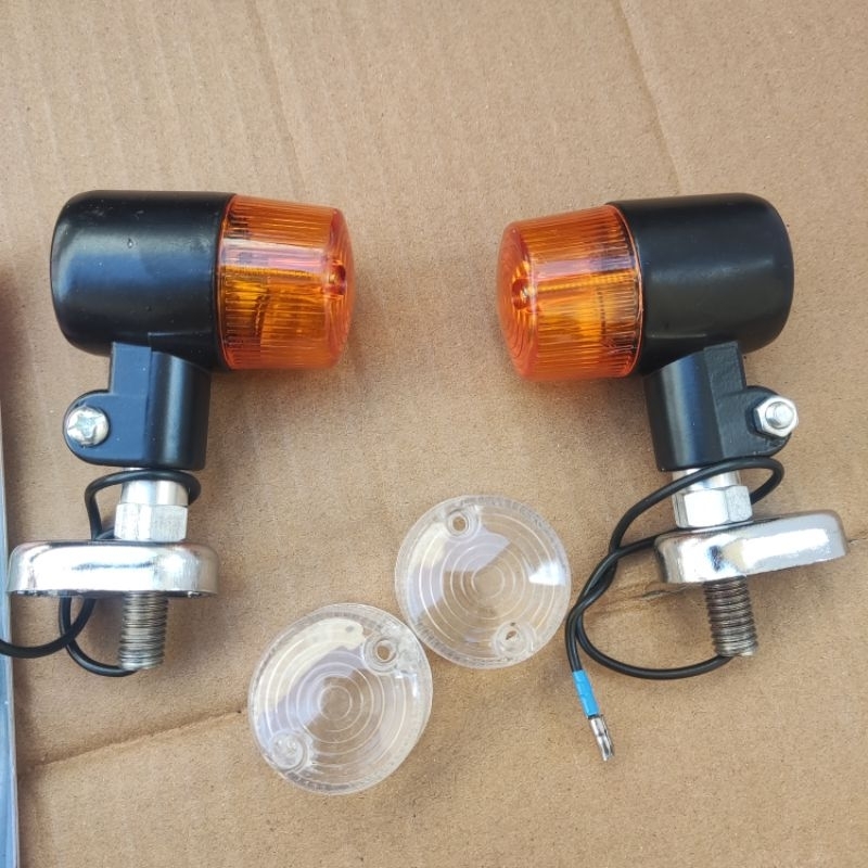 LAMPU SEN PALU KOTAK SEIN PALU BULAT DOUBLE MIKA MOTOR KLASIK CUSTOM CB100