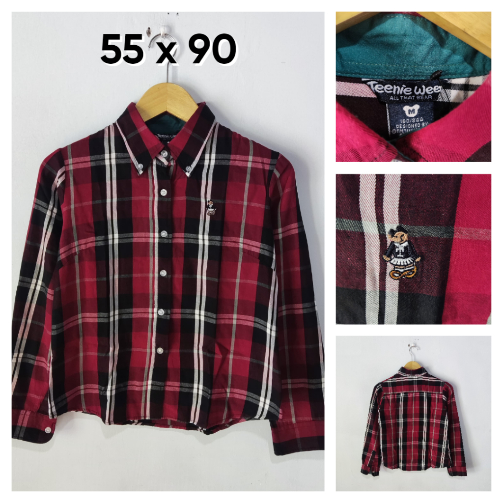Kemeja Flannel Teenie Weenie Merah Size M Wanita Like New