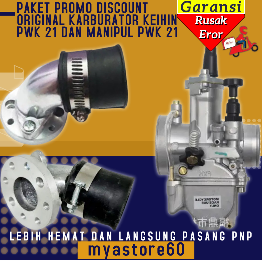 Paket DiskonTerbatas Karburator Karbu KEIHIN PWK 21  PWK21  Karbu Plus Manipul Manipol Intake Miring