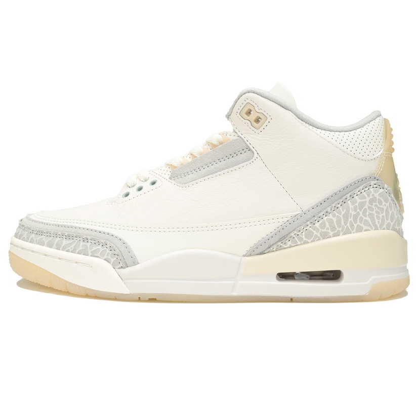 Sepatu basket Jordan 3 warna putih dan abu-abu Craft Ivory