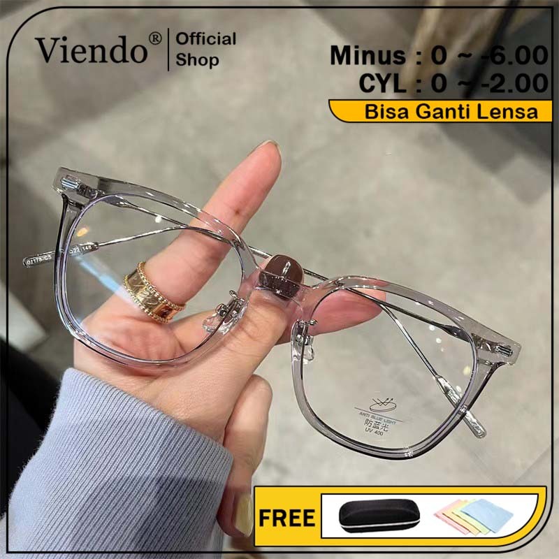 READY Viendo Kacamata Antiradiasi Photocromic Minus Cylinder Pria Wanita Potocromic UV400 Anti