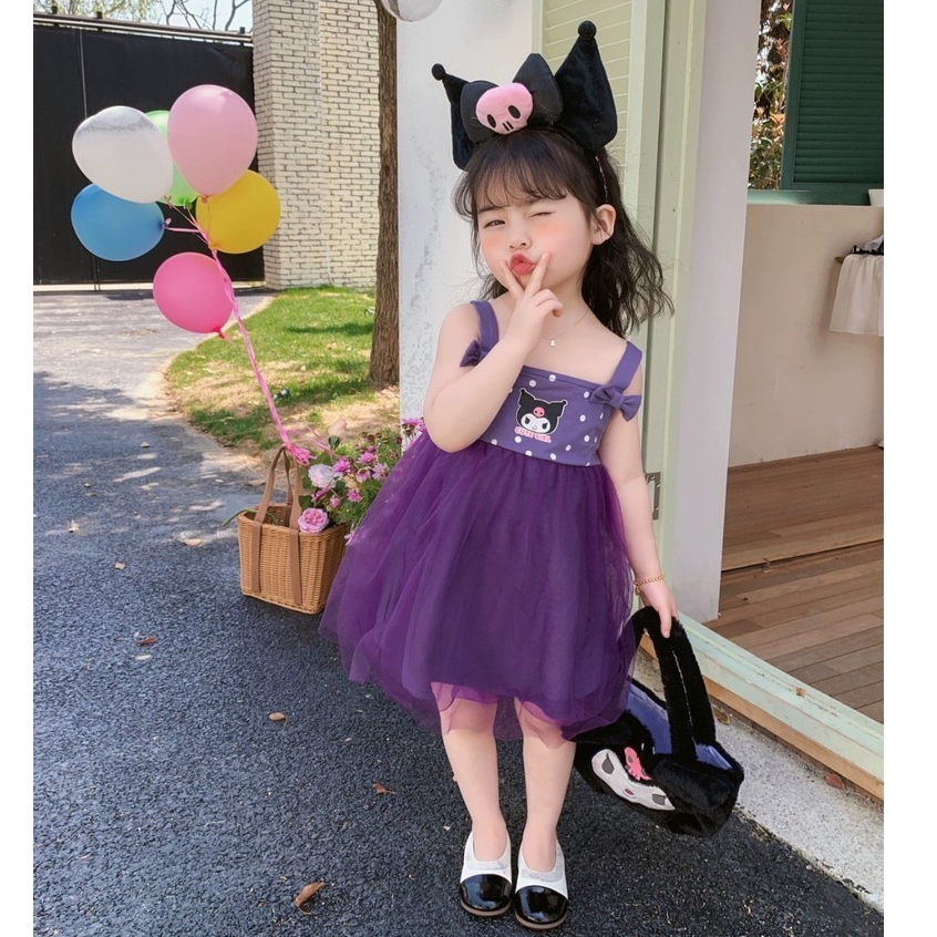 Dress Anak Perempuan Umur 2-8 Tahun Model Kuromi Baju Jalan jalan RORO