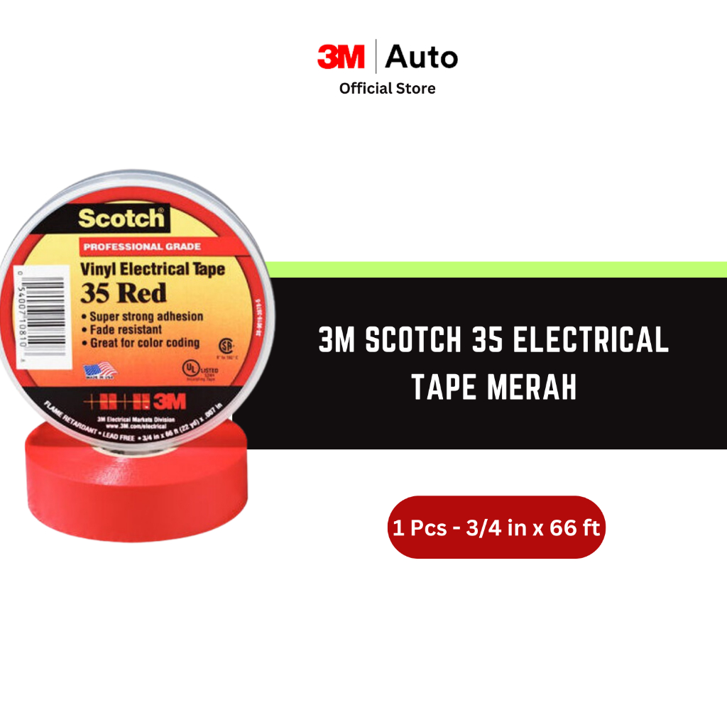 

Isolasi Listrik 3M Scotch 35 Vinyl Electrical - Merah size 19mm x 20m