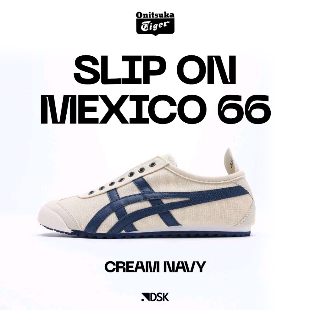 Onitsuka Tiger Slip on Mexico 66 Cream Navy 100% Original Sepatu Slip On Onitsuka Sepatu Slip on Pri