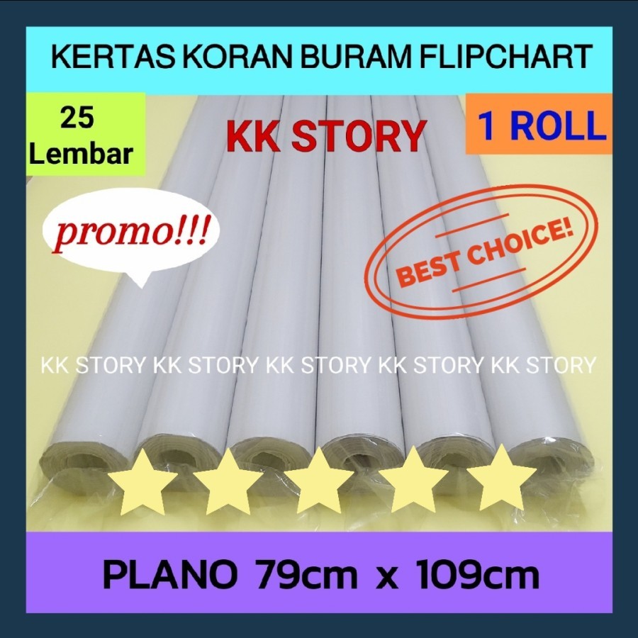 

KERTAS KORAN BURAM FLIPCHART 79cm X 109cm 1 ROLL isi 25 Lembar