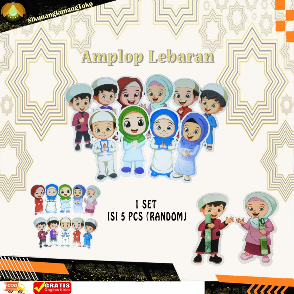 

(SKN) Amplop Lebaran Peluk isi 5 Pcs Karakter 3D Gemoy Dan Lucu Random Angpao THR Uang Selip Angpau Hari Raya Idul Fitri