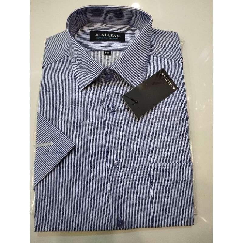 Kemeja Alisan Motif Garis Lengan Pendek Reguler
