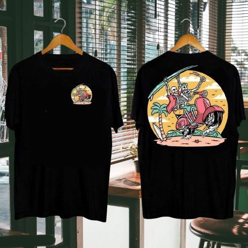"Ride in Style: Kaos Scooter Tengkorak Penuh Karakter"untuk Para Pecinta Skuter"Dapatkan Tampilan Me