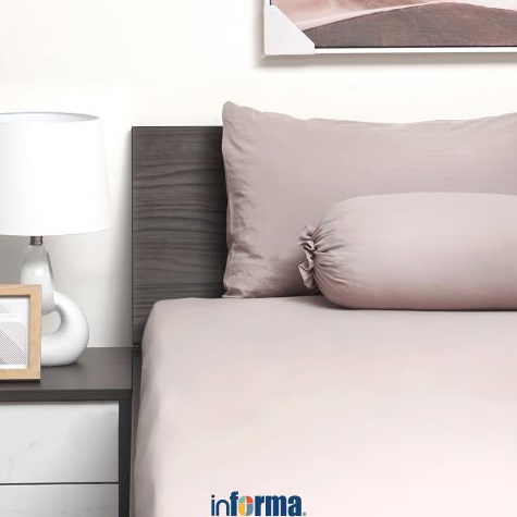 MENARIK Informa 12X2 cm Set Seprai Single Washed Microfiber  Slytaupe Sprei Polos Seprai Aesthetic S
