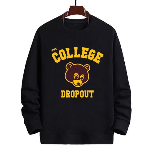Crewneck Vintage College Dropout Sweater Bahan Cotton Fleece