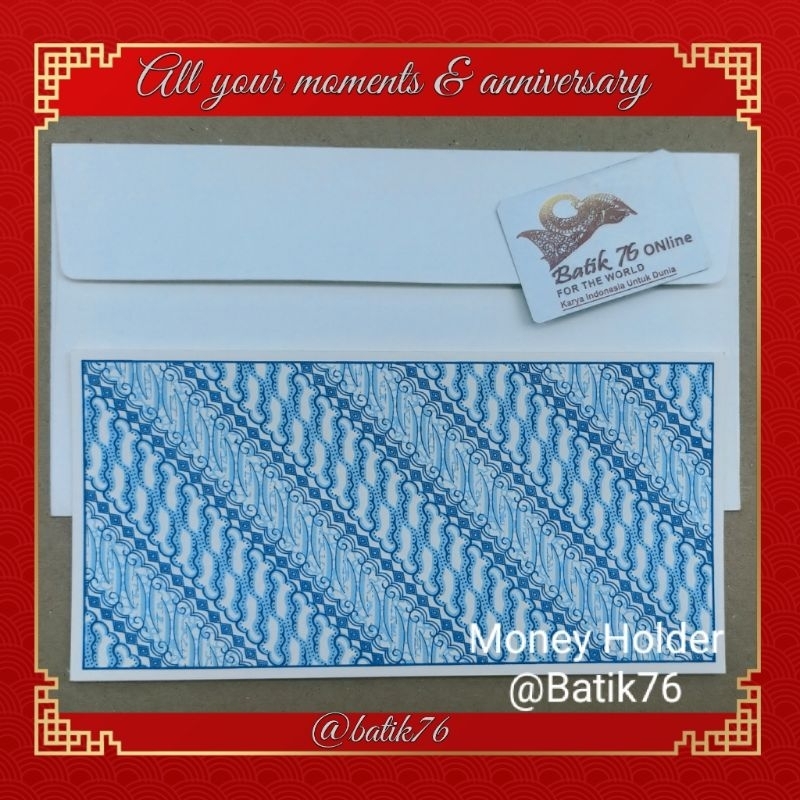 

Kartu Money Holder Amplop Uang Angpao Tempat Duit Cek Giro Voucher Batik76 Handmade Motif Parang Biru