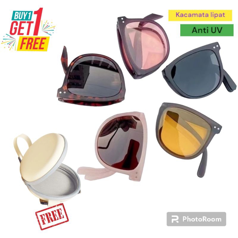 (FREE BOX) Kacamata Lipat Pria Wanita Anti UV/Folding Sunglasses/Kacamata Model Lipat