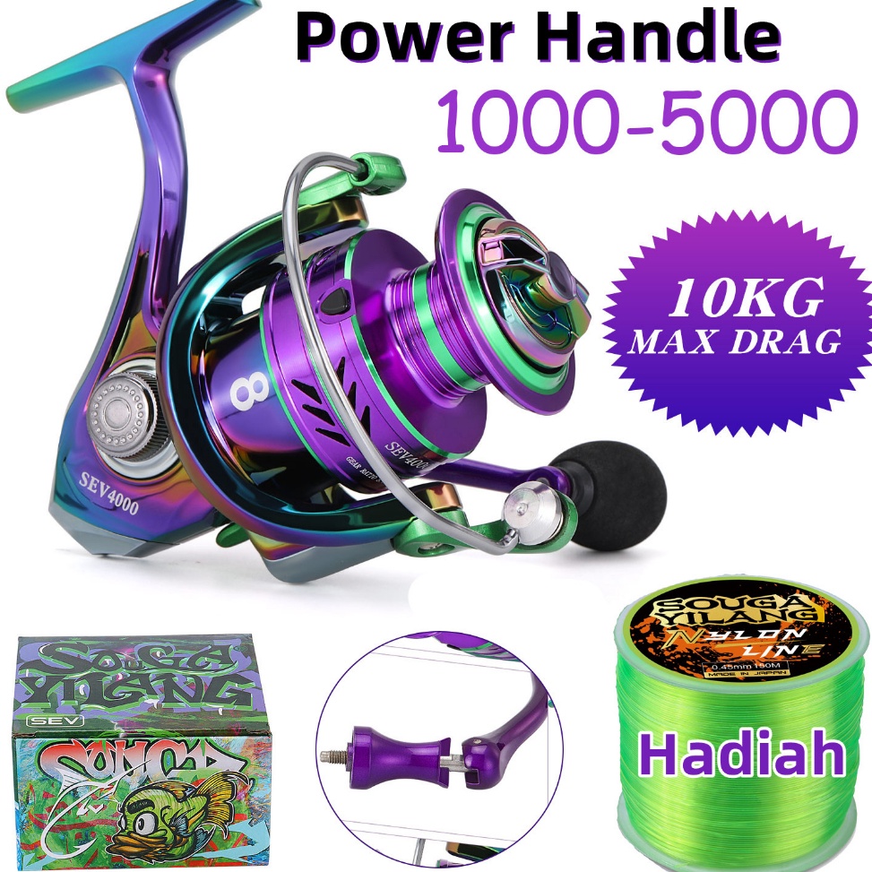 Paling Dicari Sougayilang 15 Power Handle Reel pancing 51471 Rasio Gear Gulungan Spinning Aluminium 