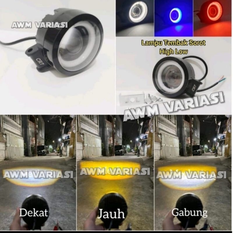 Lampu Tembak CWL Laser Bulat 4D Jauh Dekat Putih-Kuning