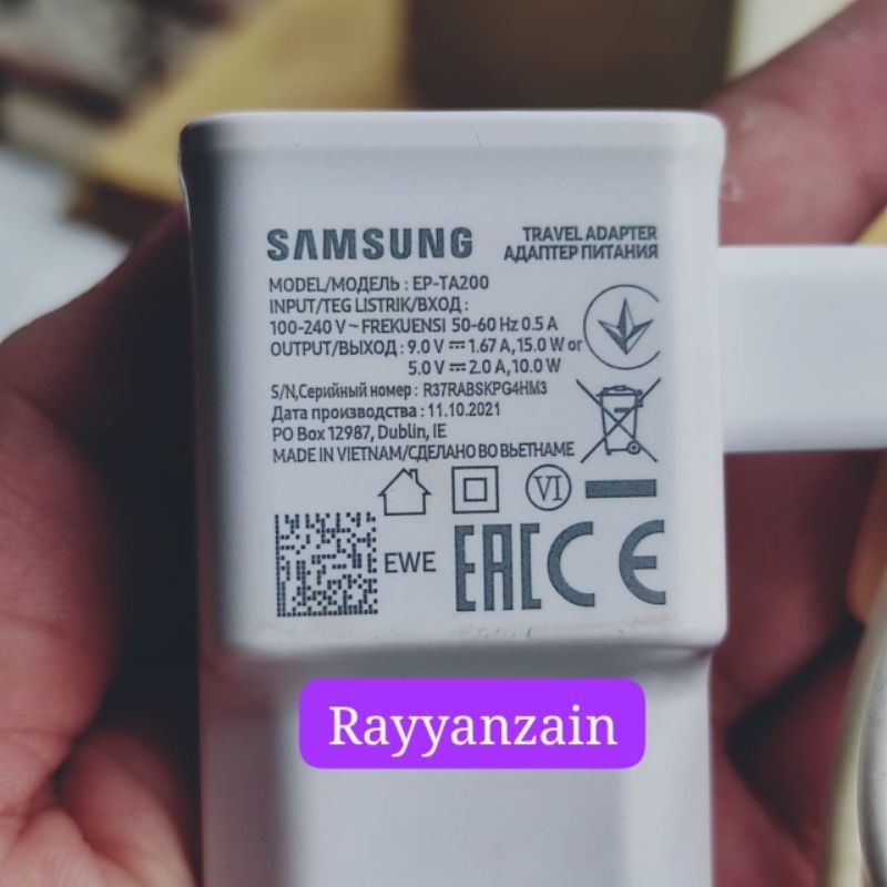 CHARGER SAMSUNG 15 WATT FAST CHARGING Original 100%  COPOTAN A22 A32 A52 ( Second )