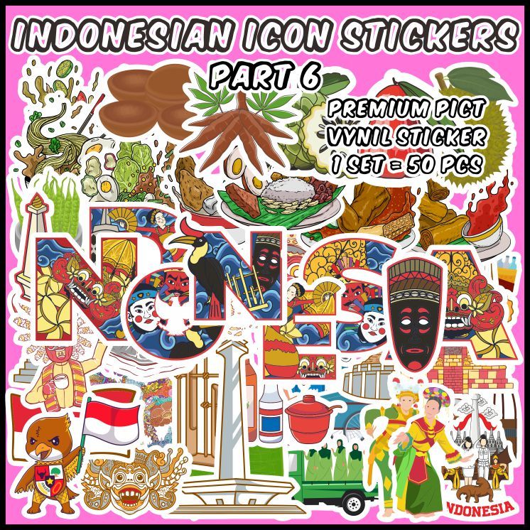 

[1 pack] Indonesian Icon Stickers 6 (Stiker Ikon Indonesia 6) Cocok untuk oleh-oleh / scrapbook / jurnal / diary / Sticker Pack / Ecer - ddu-du sticker