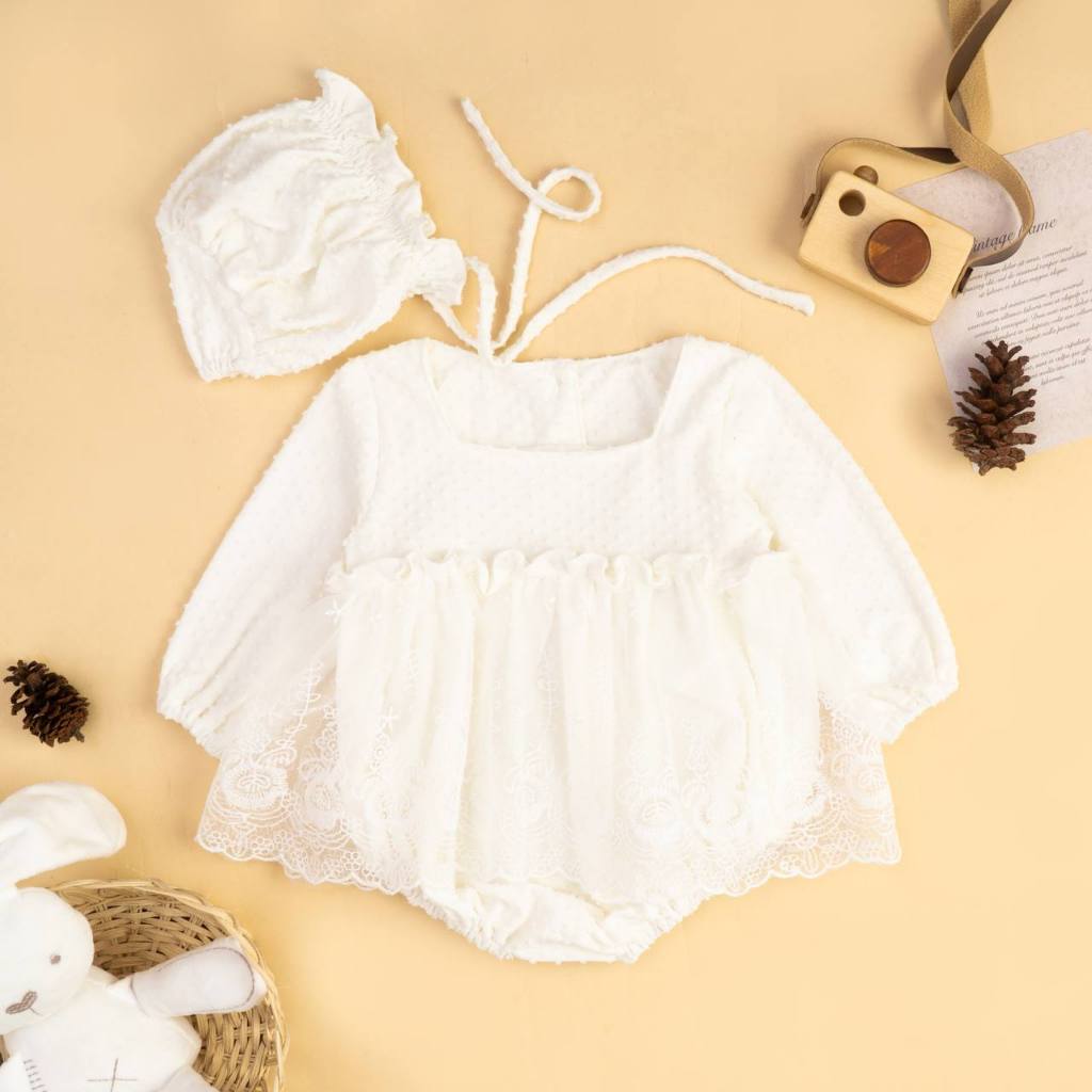 Jumper bayi newborn perempuan brukat tulle - baju lebaran bayi perempuan- jumpsuit bayi perempuan - 