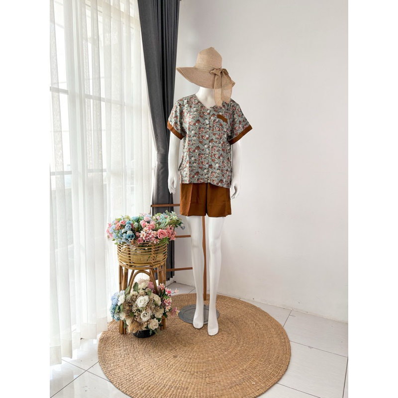 Olive Set|| celana pendek||one set sexy || baju tidur || rayon || rayon tali || rayon Twill || celan