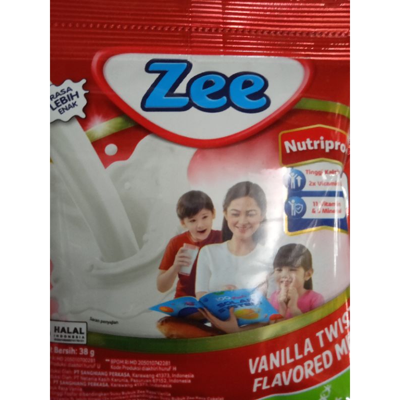 

susu bubuk zee rasa vanilla per renceng isi 10 sachet