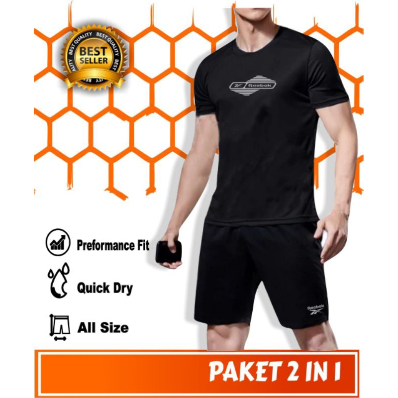 Set pakaian olahraga baju dan celana gym fitnes voli pria wanita