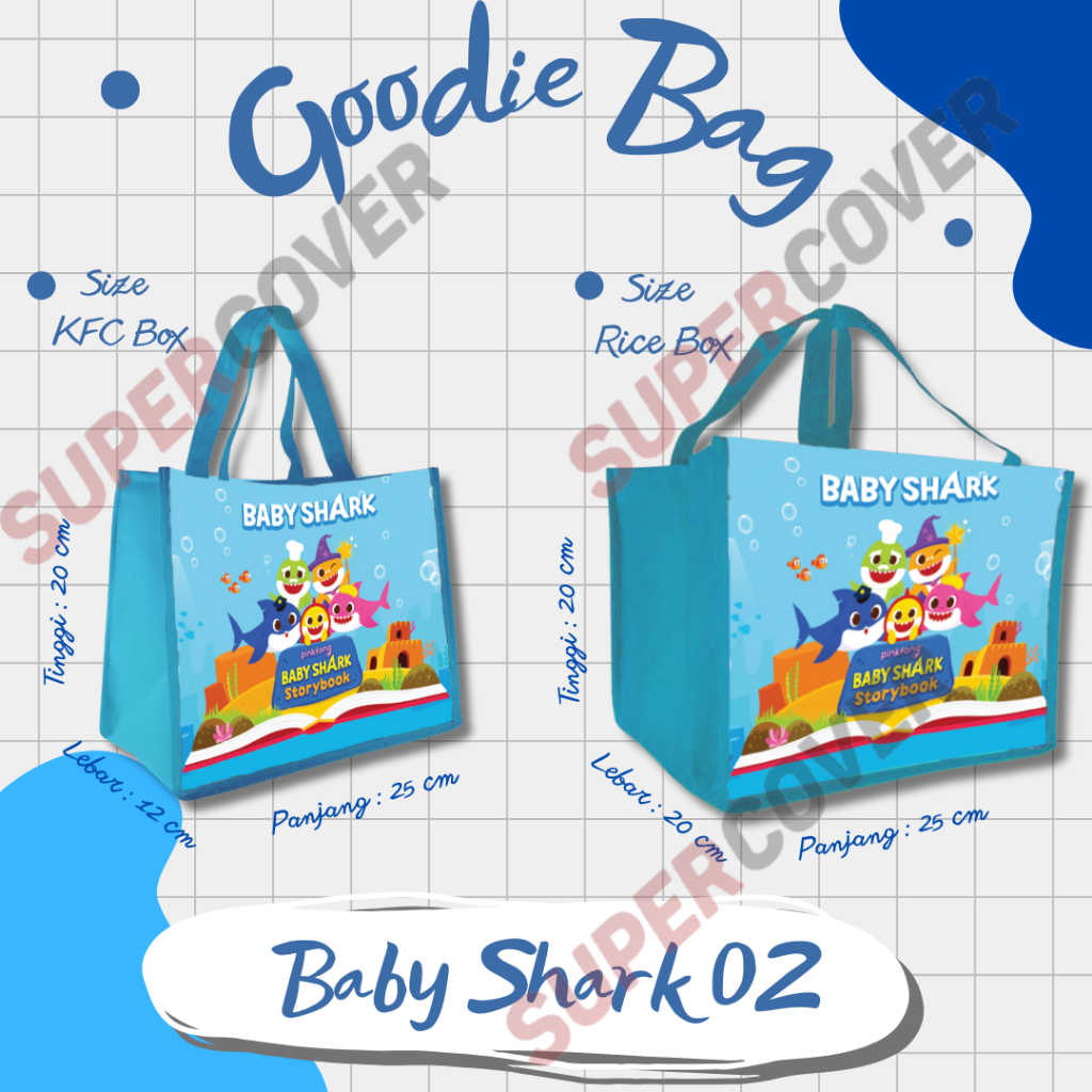 

Goodie Bag Gambar Kartun Baby Shark 02 Warna Biru Muda Untuk Acara Ulang Tahun, Aqiqah, Sunatan Dan Lain lain.