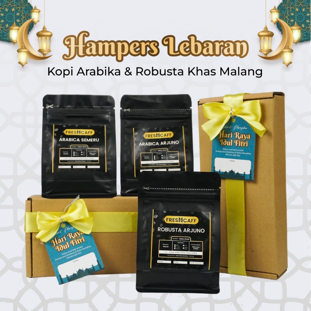 

Paket Gift Hampers Lebaran Idul Fitri Oleh-oleh Parcel Unik Kopi Bubuk Arabika Robusta Malang