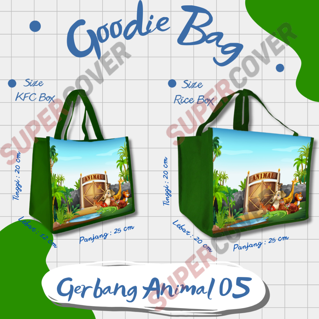 

Goodie Bag Gambar Kartun Animal 05 Warna Hijau Tua Untuk Acara Ulang Tahun, Aqiqah, Sunatan Dan Lain lain.