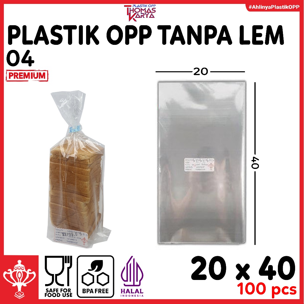 Plastik OPP Roti Tawar 20x40 isi 100 Kantong Bening BESAR Kemasan Donat Bakery Manis Sobek Jumbo
