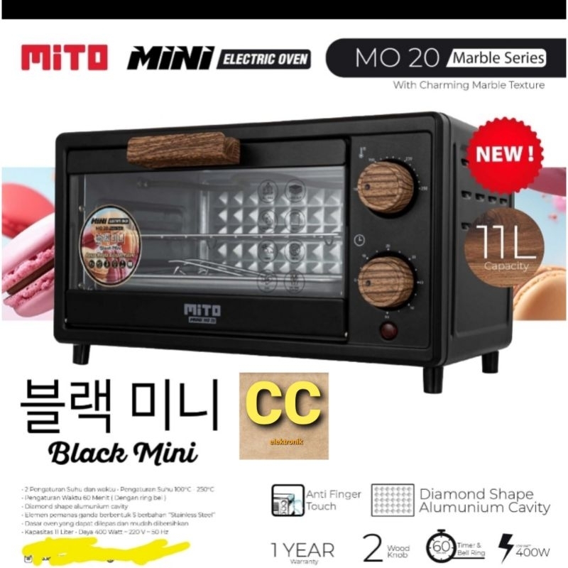 Mito Oven Listrik Mini MITO MO 20 Kapasitas 11L MO20 MO-20 Low Watt Garansi Resmi