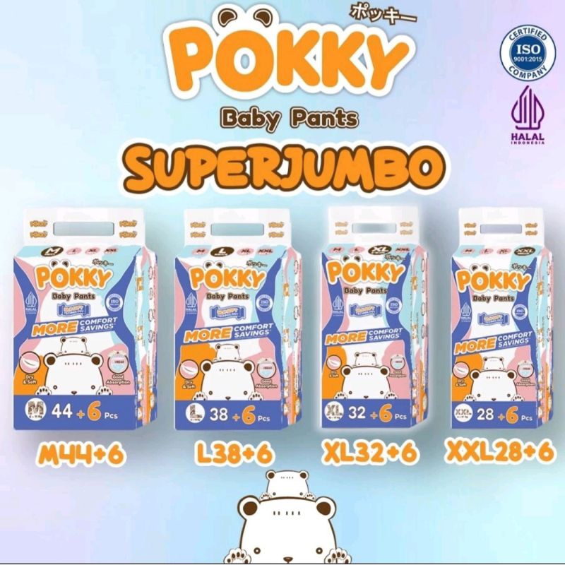Pampers bayi Pokky super Jumbo M/L/XL/XXL