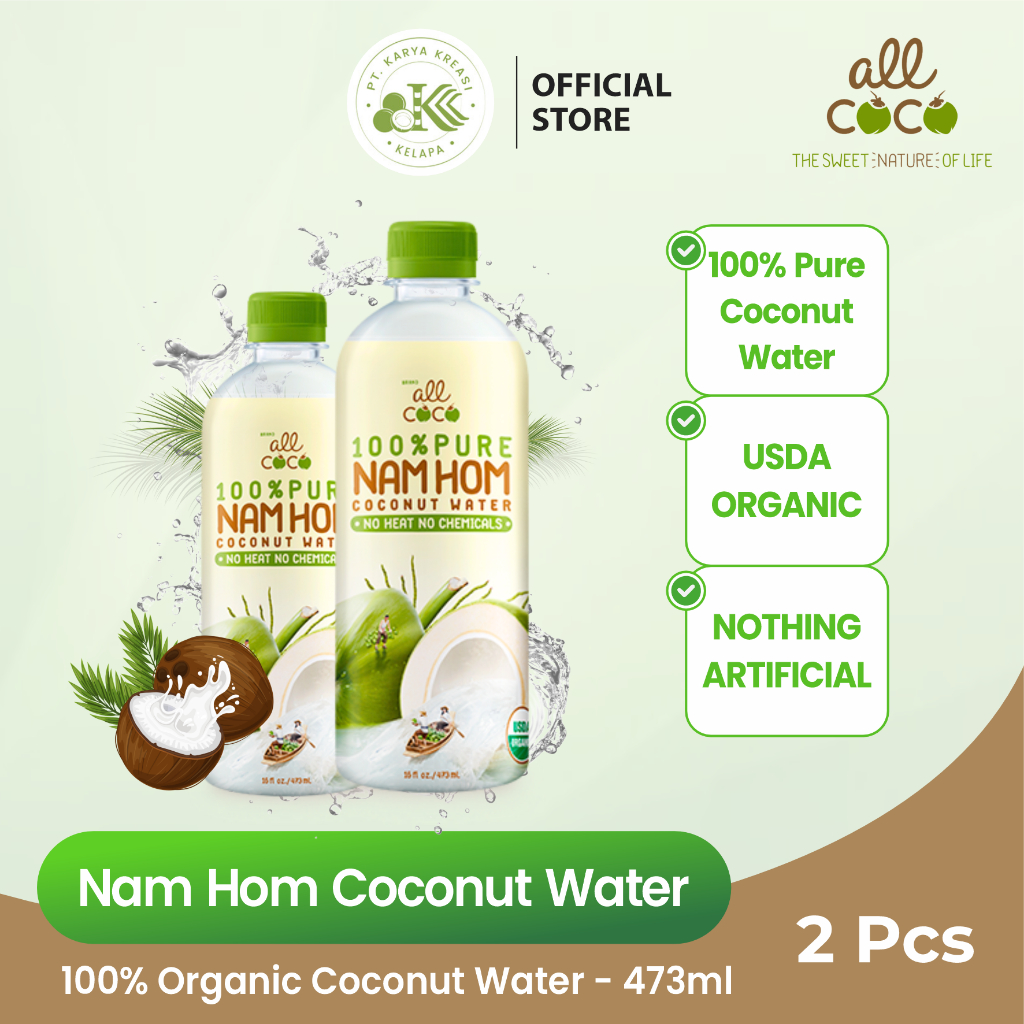 

All Coco Nam Hom Bundle Coconut Water Air kelapa Murni 235ml - 2 Pcs
