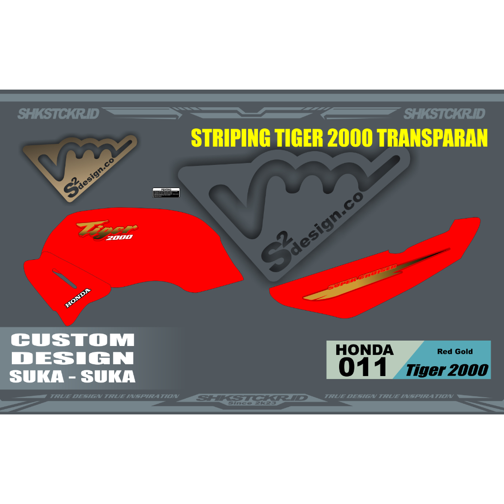 Striping TRANSPARAN Honda Tiger Lawas Tiger 2000 warna original motor