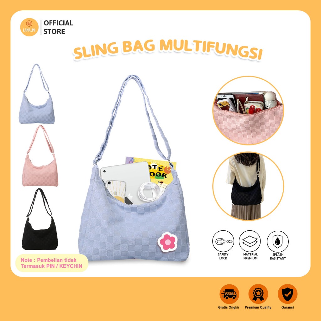 Sling Bag Waist Bag Tas Selempang Slingbag Kecil Puffy Kotak Lembut Tas Kuliah Muat iPad Mini Genera